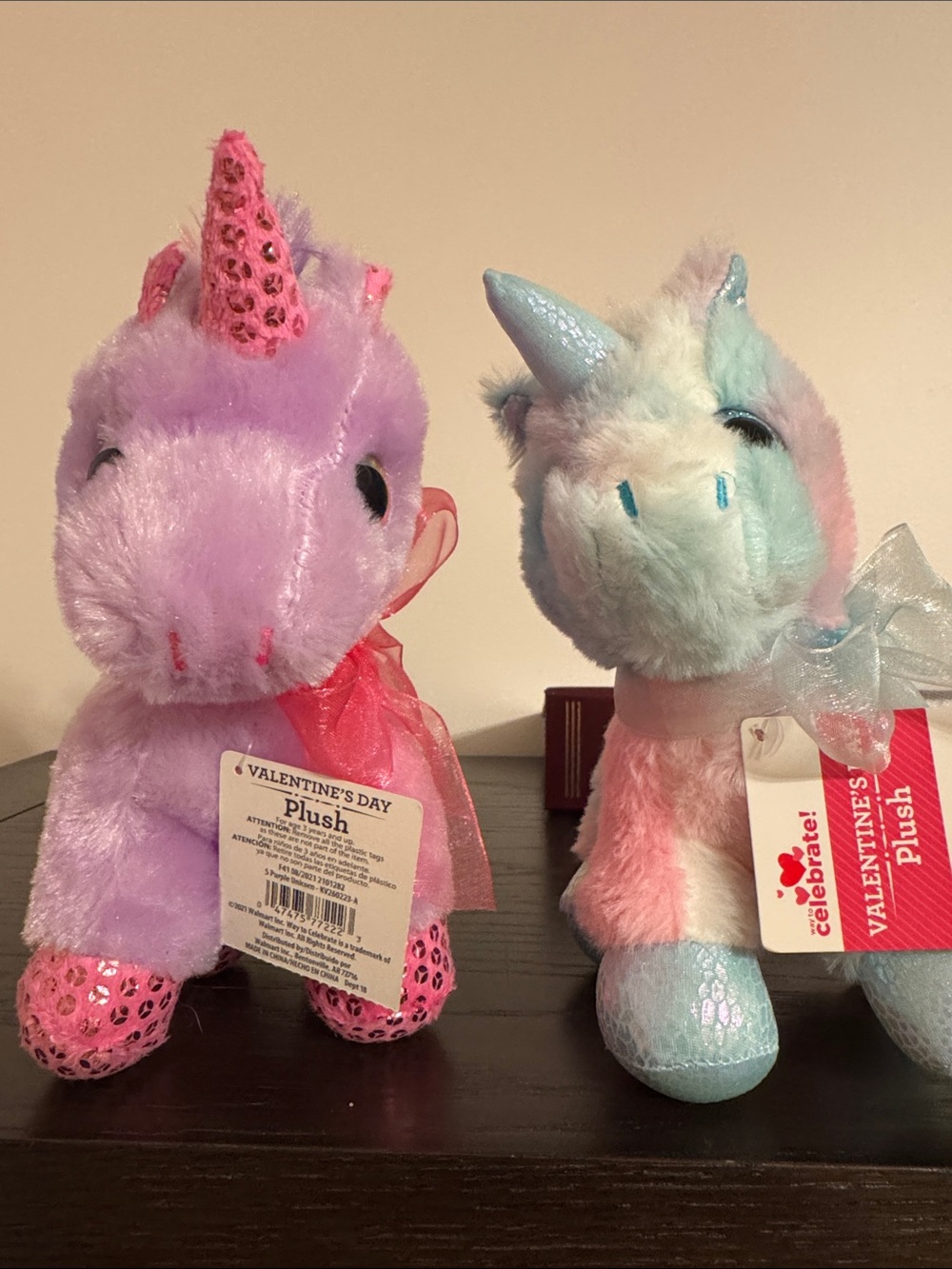 Valentine's Day Plush Unicorn Toy - Pink & Pastel Blue